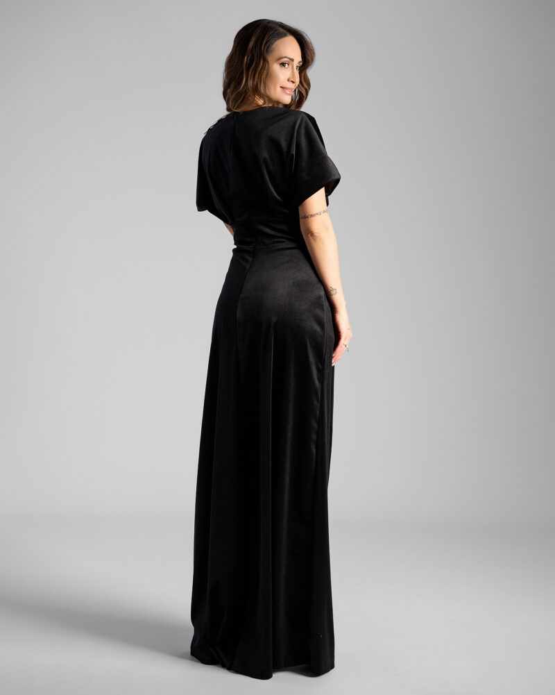 Rochie Lungă Din Catifea Neagră - imagine 3