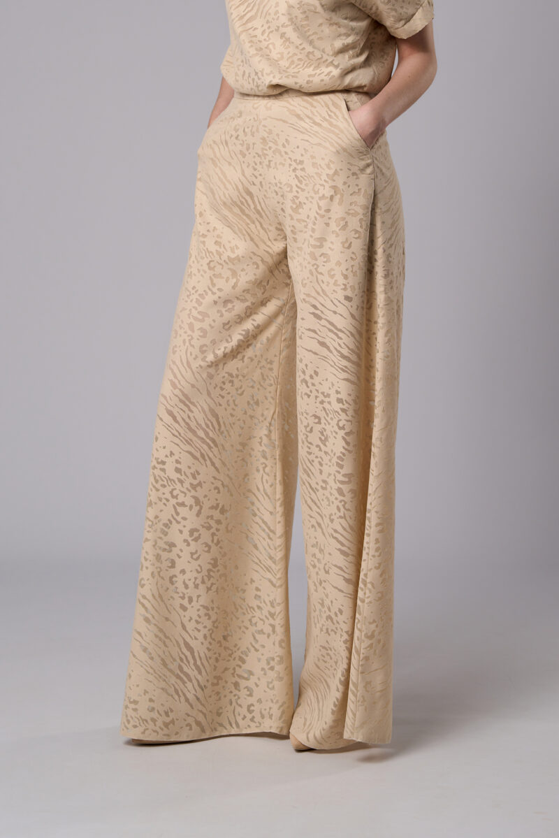 Pantaloni Lora evazați de vară crem - imagine 2