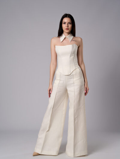 Corset Alma din in cu croi cambrat ivoire