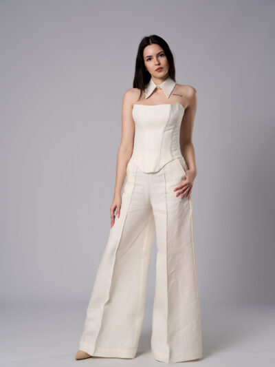 Corset Alma din in cu croi cambrat ivoire