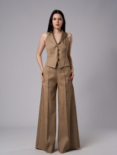 Pantaloni Alma evazați din denim mocha mousse