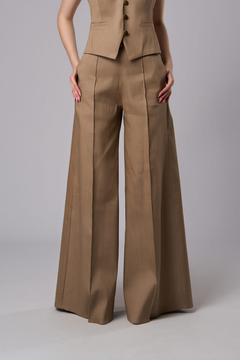 Pantaloni Alma evazați din denim mocha mousse - imagine 3