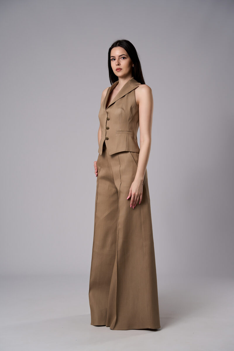 Pantaloni Alma evazați din denim mocha mousse - imagine 2