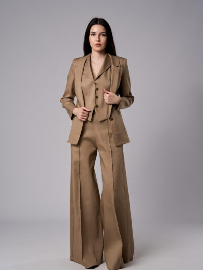 Sacou Alma lung din denim cu croi ușor cambrat mocha mousse