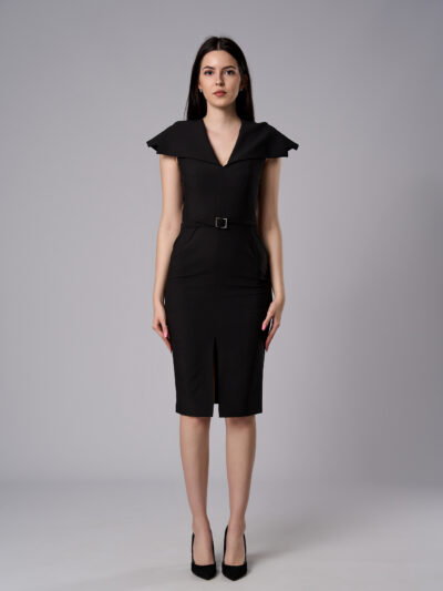 Rochie midi Amelie cu croi cambrat neagră
