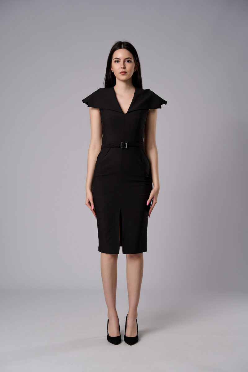 Rochie midi Amelie cu croi cambrat neagră