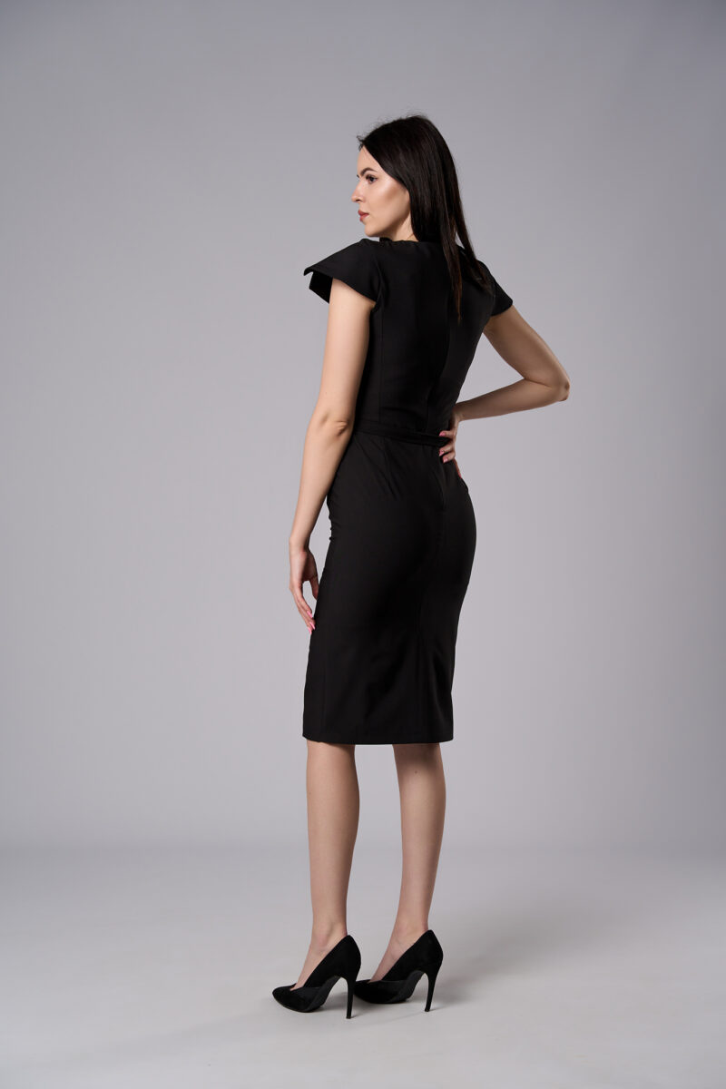 Rochie midi Amelie cu croi cambrat neagră - imagine 3