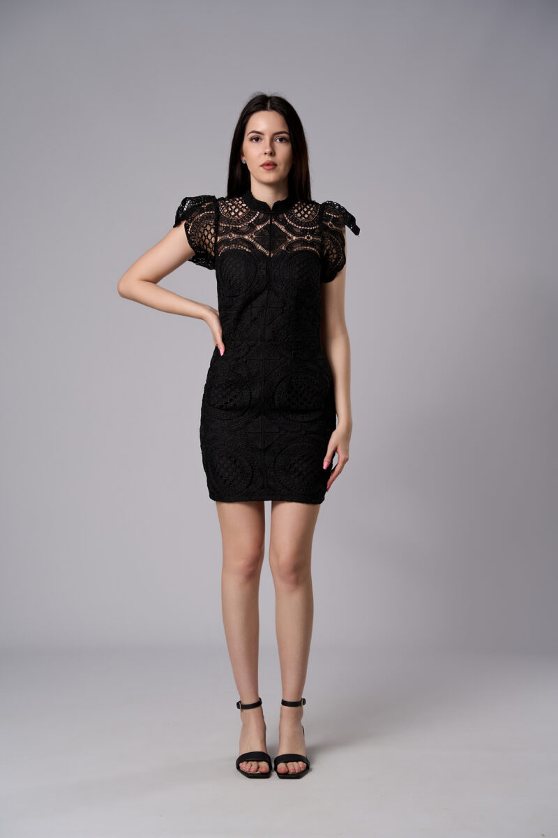 Rochie mini Aris din dantelă neagră - imagine 4