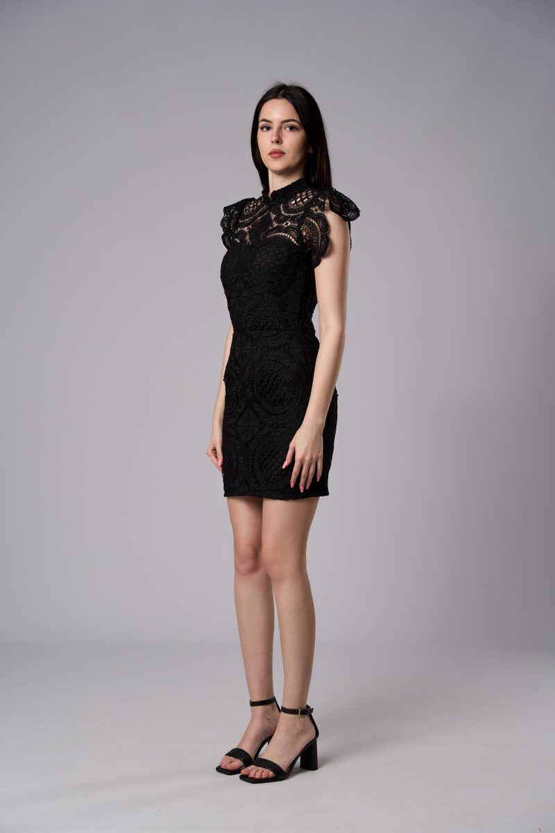 Rochie mini Aris din dantelă neagră - imagine 2
