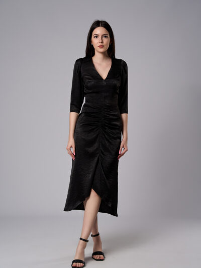 Rochie midi Serena cu croi cambrat neagră