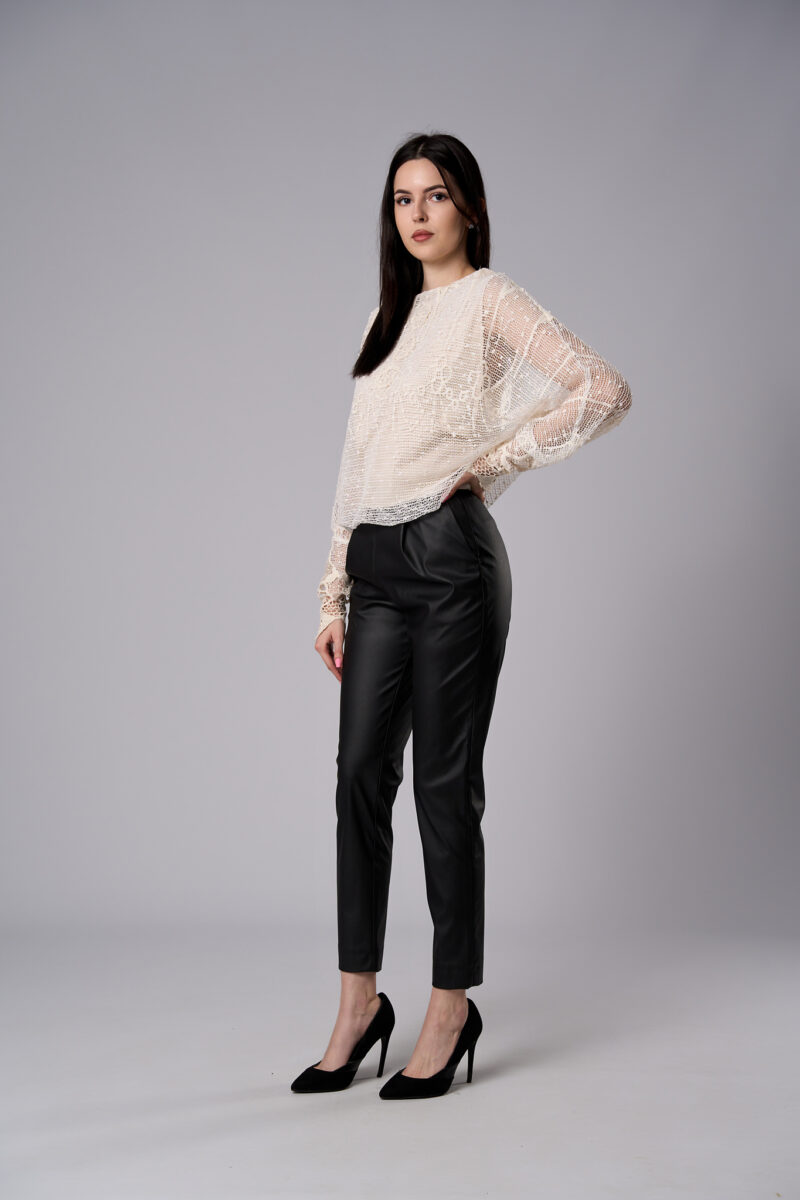 Bluză Ilinca din dantelă cu croi raglan ivoire - imagine 3