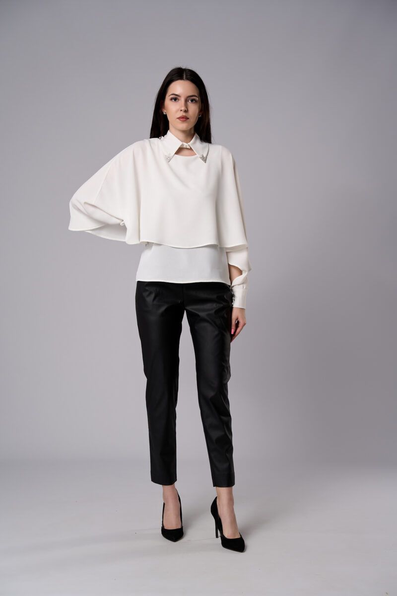 Bluza Olivia cu două straturi albă - imagine 3