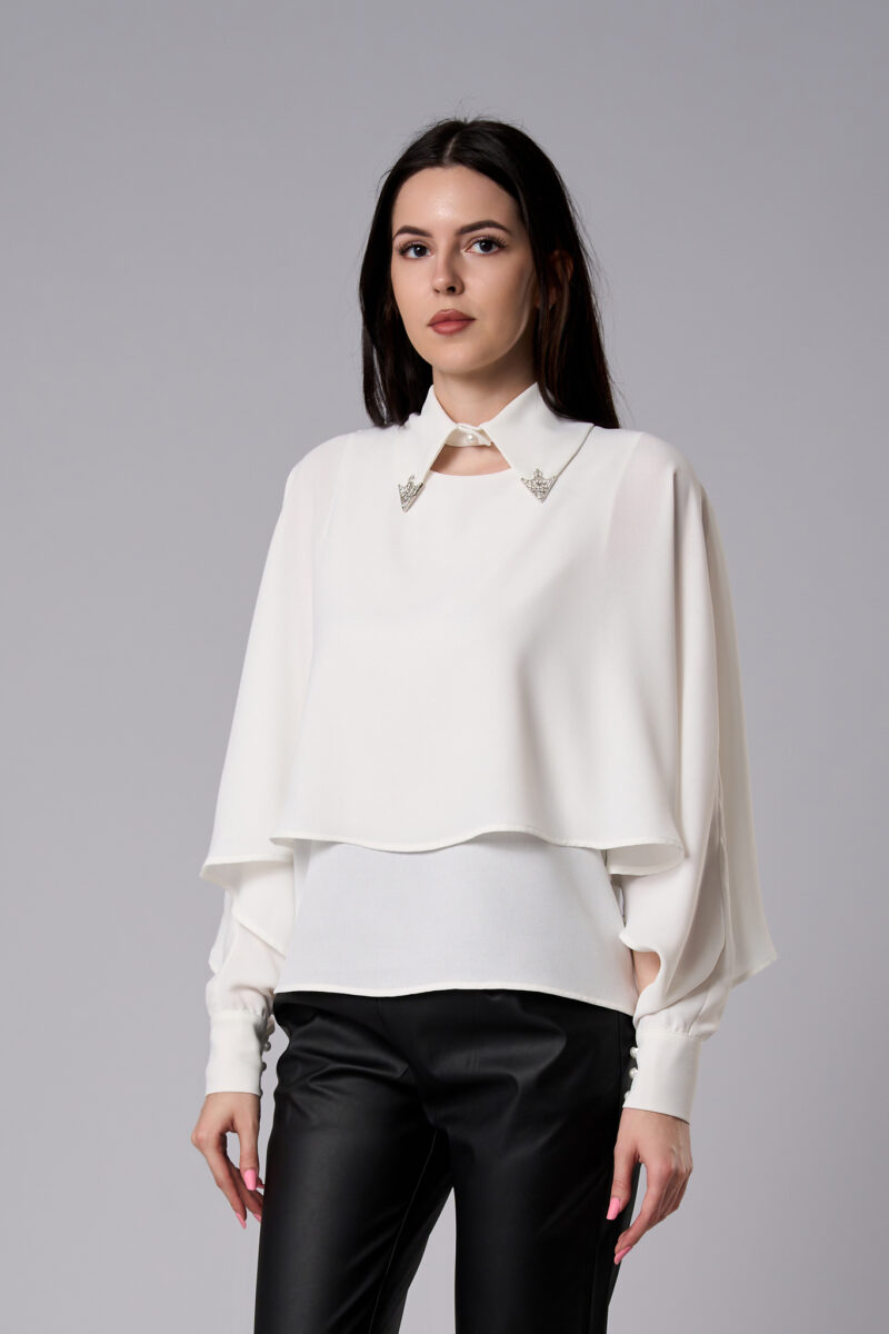 Bluza Olivia cu două straturi albă - imagine 2