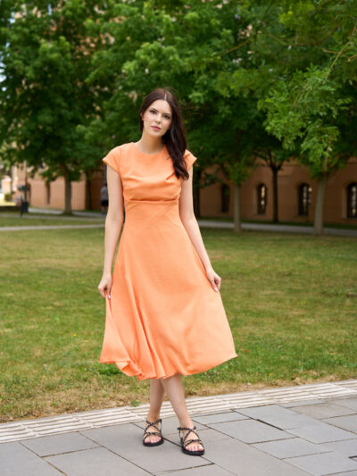 Rochie midi de vară portocalie Noema