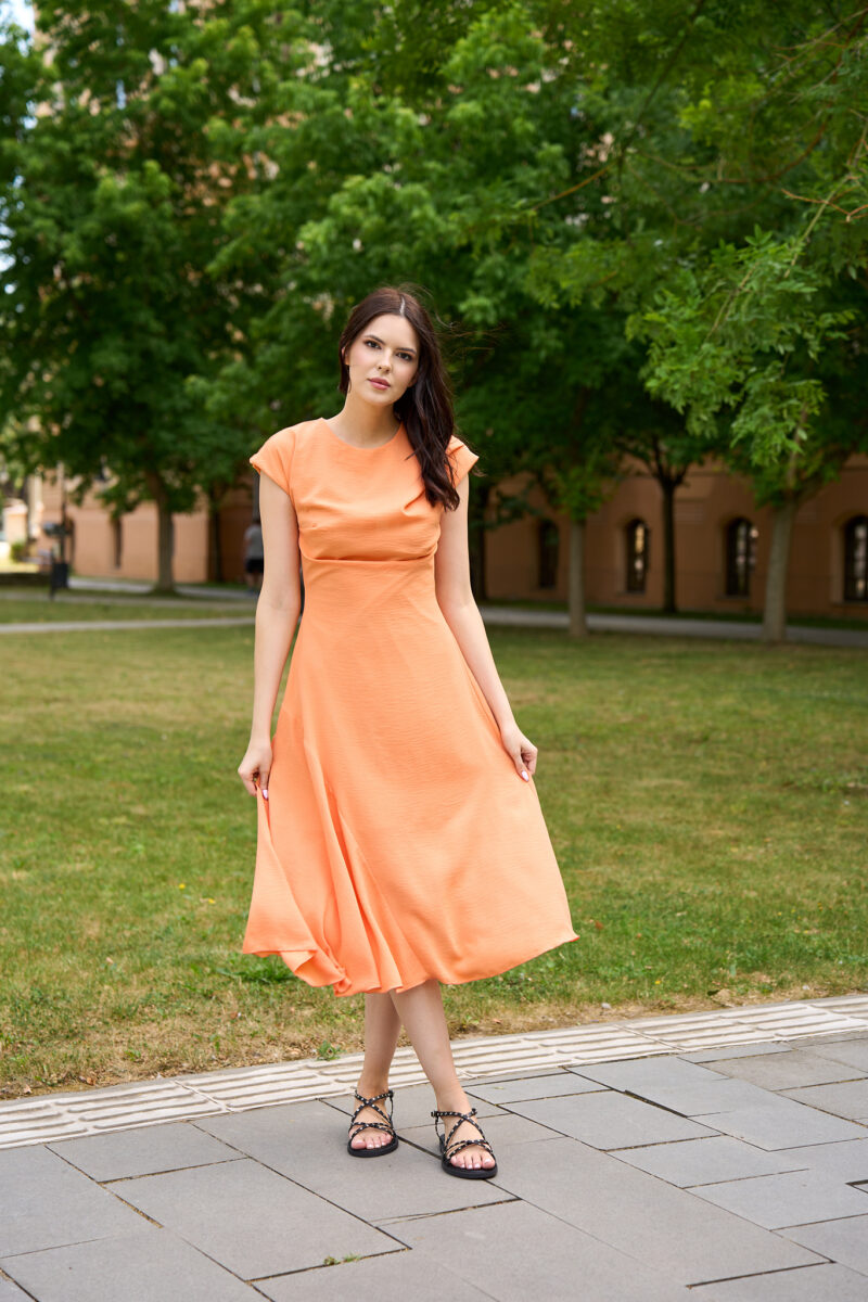 Rochie midi de vară portocalie Noema