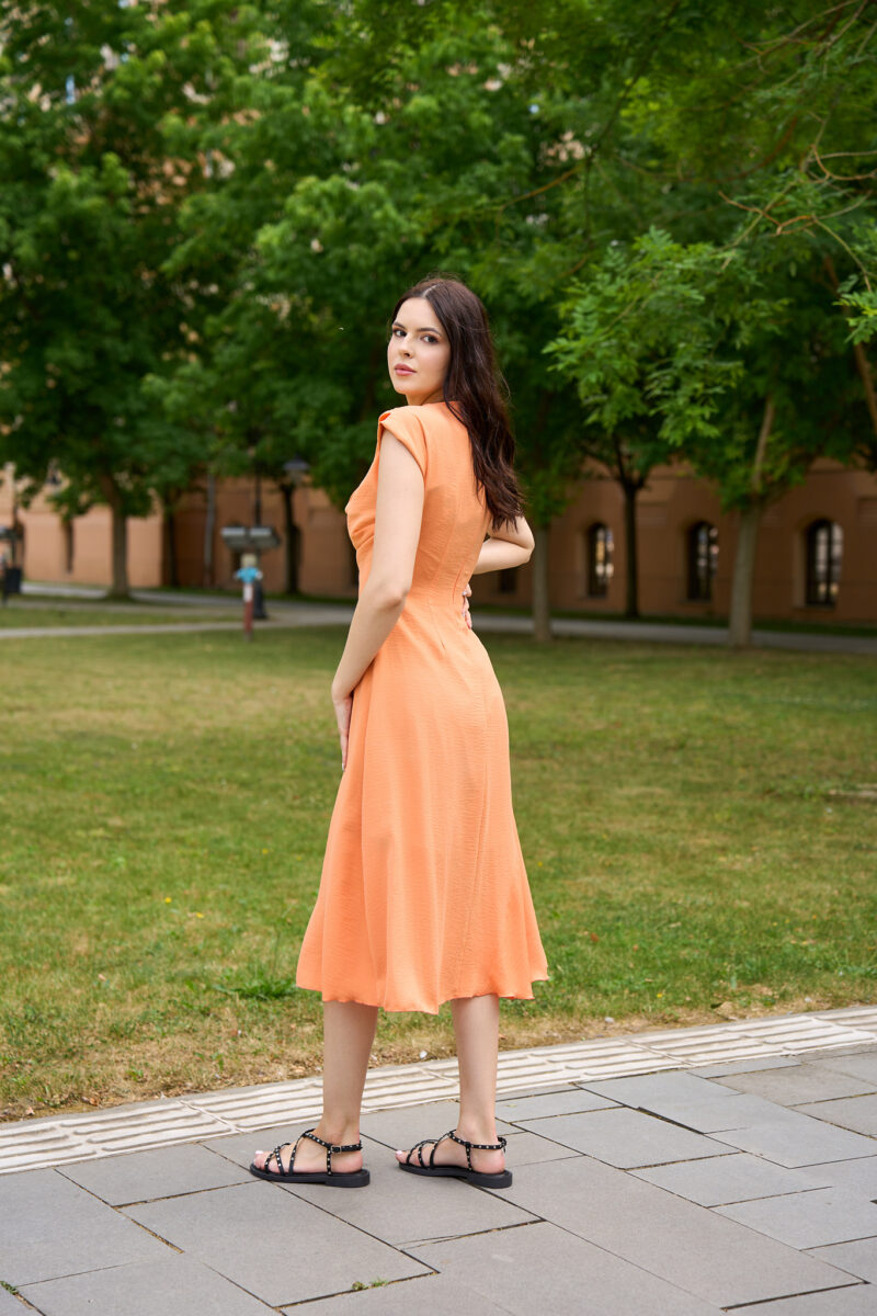 Rochie midi de vară portocalie Noema - imagine 2