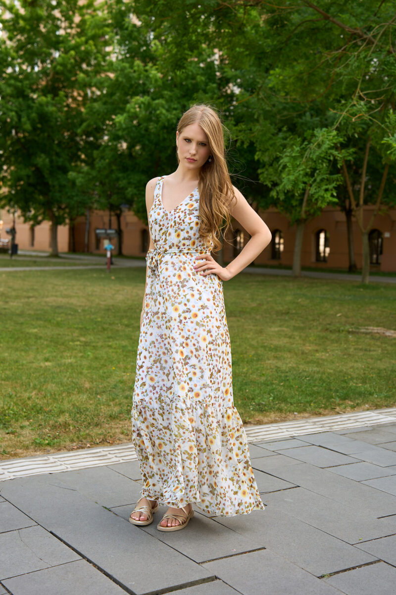 Rochie maxi de vară cu imprimeu floral Reya