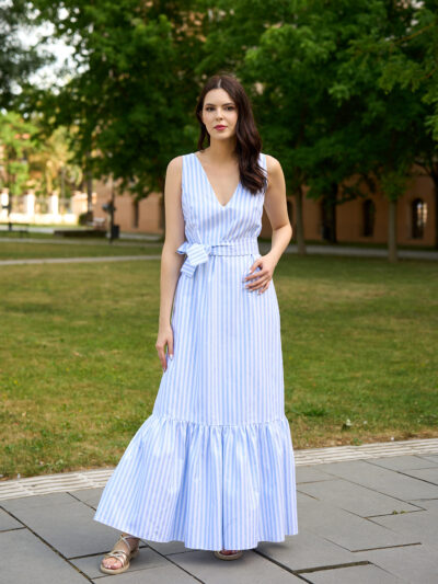 Rochie maxi cu imprimeu în dungi Reya