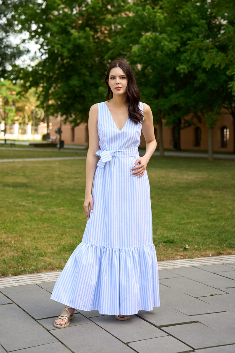 Rochie maxi cu imprimeu în dungi Reya