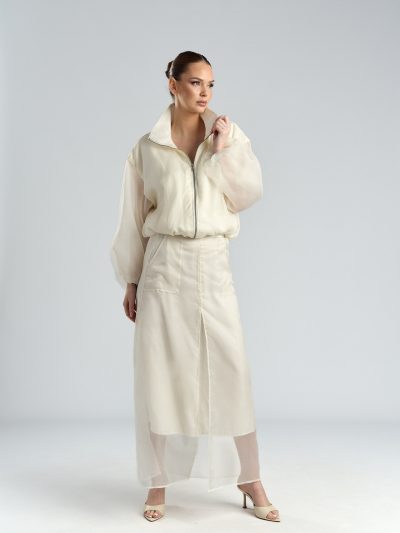 Fustă lungă ivoire din mătase naturală Ara