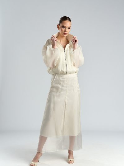 Bomber elegant din mătase naturală ivoire Ara