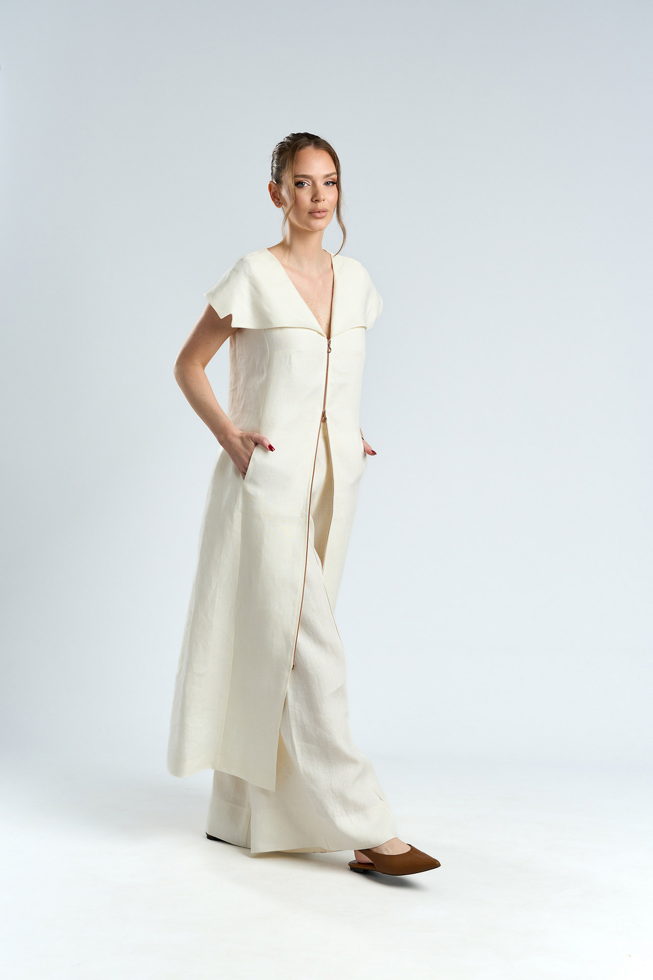 Rochie-Tunică ivoire din In 100% Natural Alma - imagine 5